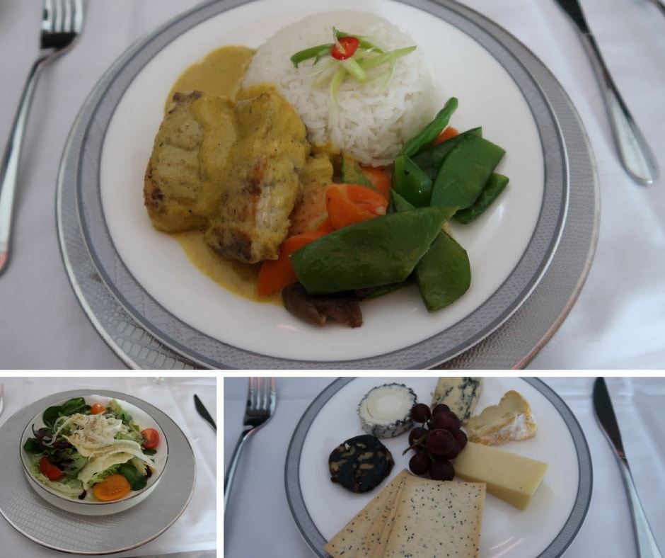 new Singapore Airlines A380 first class suite food two - main and cheese New Singapore Airlines A380 first class suite - main course