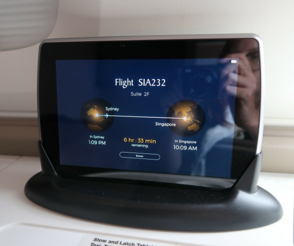 new Singapore Airlines A380 first class suite tablet New Singapore Airlines A380 first class suite - inflight navigation and tv controls